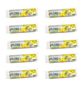Florex 60 Litre Büzgülü Limon Kokulu Sarı Çöp Torbası Poşeti / 65 x 70 Cm. - 10 Adetlik 10 Rulo