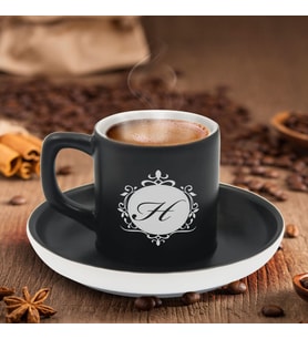 BK Gift Kişiye Özel İsimli Siyah Renk Türk Kahvesi Fincanı-9, Arkadaşa Hediye, Sevgiliye Hediye, Yıl Dönümü Hediyesi