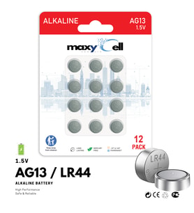 MaxyCell 12 Adet AG13 LR44 1.5 V Düğme Pil
