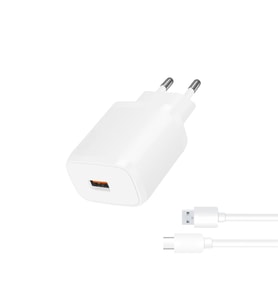Quick Charge 3.0 Type-C Hızlı Şarj Seti 18W Adaptör + USB Type-C Kablo (Beyaz)