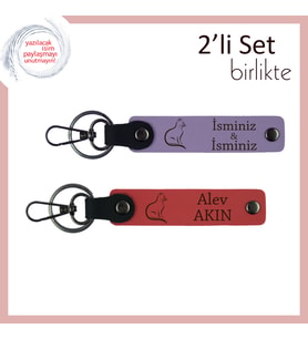 Tatlı Tüyler Gibi Hafif, Pati Desenli, Kişisel Yazılı Anahtarlık, Mor Menekşe-Nar Çiçeği