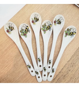 Arı desen porselen  mini kaşık  6'lı takım
