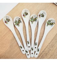 Arı desen porselen  mini kaşık  6'lı takım