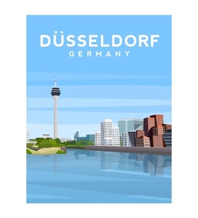 Düsseldorf, Almanya Tablo Ahşap Poster Dekoratif