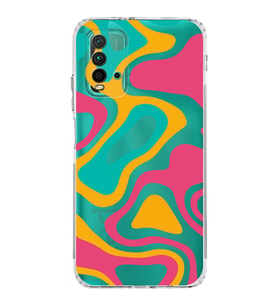 Xiaomi Redmi 9T  Kamera Korumalı Kapak Renkli Desen Tasarımlı Şeffaf  Kılıf