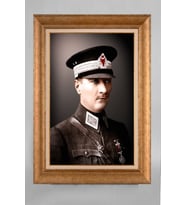 Altın Varaklı Paspartulu Çerçeveli Atatürk Tablo sd314