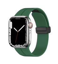 Apple Watch 44/45/46/49mm Kordon Magnetli Ayarlanır Silikon Kordon 2/3/4/5/6/se/ (Koyu Yeşil)