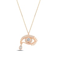 Zirkon Taşlı Rose Göz Model Kadın Gümüş Kolye Gklgozmodl5-ros