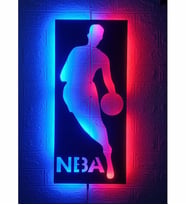 Mony Tasarım Led Işıklı Tablo Dekoratif Nba Basketbol Duvar Süsü Dekorasyon