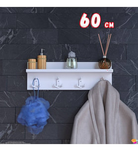 Modilayn Kedi Serisi 4’lü Banyo Askısı Seti 56,4x18 cm 12 Kancalı Raflı Düzenleyici Yer Tasarrufu