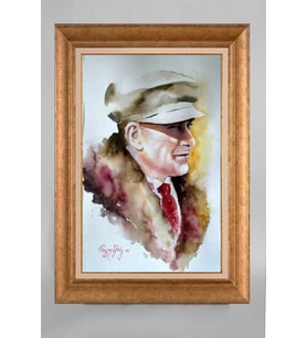 Altın Varaklı Paspartulu Çerçeveli Atatürk Tablo sd651