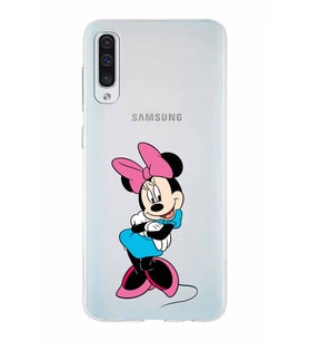 Samsung Galaxy A50  Kapak Minnie Mouse Tasarımlı Şeffaf Silikon Kılıf