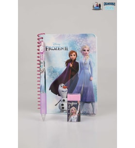 LİSANSLI ELSA FROZEN ÇİZGİLİ BLOKNOT , VERSATİL UÇLU KALEM 0.7 mm ve SİLGİ SETİ