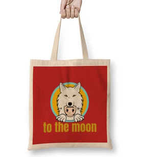 Saitama Coin To The Moon Bez Çanta Uzun Saplı