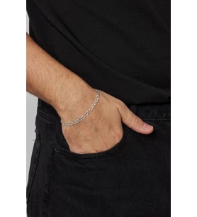 5mm Barlı 925 Ayar Gümüş Erkek Zincir Bileklik Veb-5249520