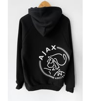 AJAX-Erkek Oversize Baskılı Pamuklu Bisiklet Yaka Uzun  Kollu Sweatshirt  Hoodie (Siyah)
