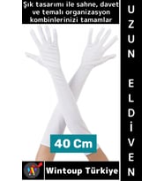 #PartiEldiveni Balo Parti Halloween Cosplay Dans Gösteri Davet Çok Şık Uzun Kumaş Eldiven 40 Cm