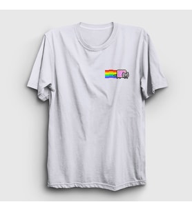 Presmono Unisex Beyaz Nyan Cat Meme Kedili T-Shirt 460703tt (Beyaz)
