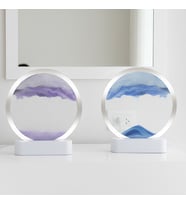 LED Işıklı Yuvarlak Sulu Kum Saati – 16 cm Dekoratif Kum Tablosu - Mavi