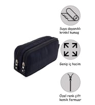 Nemo Bags Su Geçirmez Kalemlik Krinkıl Kumaş Çift Bölmeli Kalem Kutusu (Siyah)