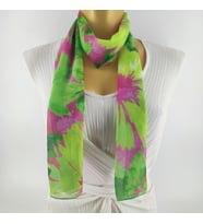PAREDORA Floral Zümrüt Pembe Uzun Fular
