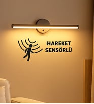 BK Gift Sensörlü Yapışkanlı Dekoratif Kablosuz Pilli Led Aplik, Gece Lambası, Ev Hediyesi (Beyaz)