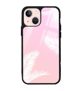 iPhone 13 Uyumlu Beyaz Palmiye Tasarımlı Glossy Telefon Kılıfı