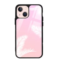 iPhone 13 Uyumlu Beyaz Palmiye Tasarımlı Glossy Telefon Kılıfı