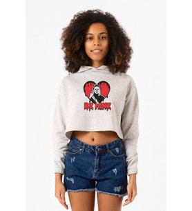 Be Mine Michael Myer Beyaz Kırçıllı Kadın Crop Kapşonlu