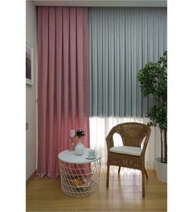 Evdepo Home Pembe Düz Renk Pileli Soft Fon Perde, 1/2 Seyrek Pile, Tek Kanat