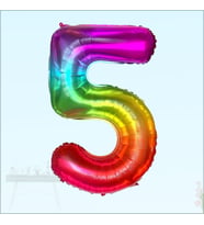 5 Yaş Rakam Folyo Balon, 100 cm - Gökkuşağı