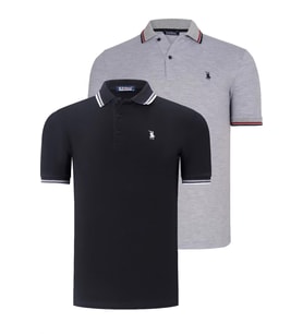 İKİLİ SET T8594 DEWBERRY ERKEK T-SHIRT-SİYAH-GRİ