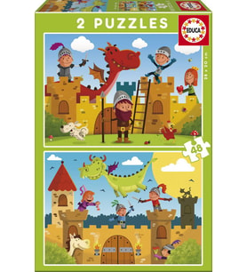 Educa 2x48 Parça Çocuk Puzzle (Dragons and Knights)