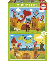 Educa 2x48 Parça Çocuk Puzzle (Dragons and Knights)