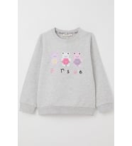 Breeze Kız Çocuk Sweatshirt Sevimli Ayıcıklar Baskılı 1.5-5 Yaş, Açık Gri Melanj