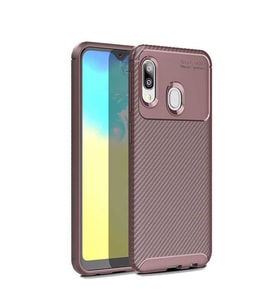Samsung Galaxy A20E Kılıf Esnek Soft Karbon Tasarım Legion Serisi (Kahverengi)
