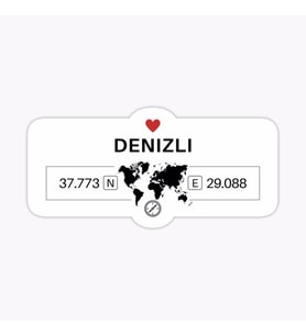 Denizli Gps Harita Sticker Oto Araba Yapıştırma 17CM