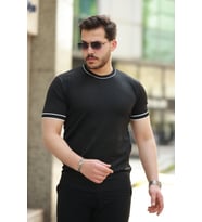 Erkek Bisiklet Yaka Ribanalı Kısa Kollu Tshirt