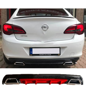 Opel Astra J Sedan Kırmızı Difüzör Çiftli Kare Egzoz Görünümlü D Tip Difizör