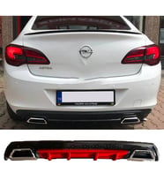 Opel Astra J Sedan Kırmızı Difüzör Çiftli Kare Egzoz Görünümlü D Tip Difizör