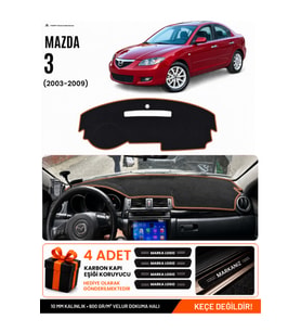 e-biz MAZDA 3 (2003-2009) Uyumlu Torpido Koruma, Torpido Örtüsü, Torpido Kılıfı - Siyah-Kahverengi - MA001