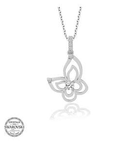 Swarovski Taşlı Gümüş Kelebek Bayan Kolye