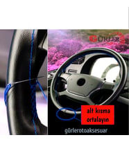 Universal Kamyon Tır Otobüs Dikmeli Direksiyon Kılıfı Mavi İpli 45 × 10Cm