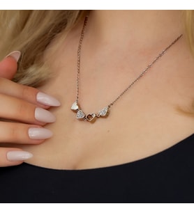 Silver Yonca Kalp Kolye