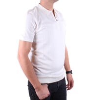 Dagoster DMG23-511228 Ekru Günlük Fermuarlı Polo Yaka Erkek Tişört
