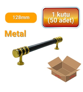 50 Adet Halka Boru Altın Siyah Metal Mobilya Kulpu 128mm