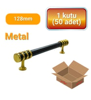50 Adet Halka Boru Altın Siyah Metal Mobilya Kulpu 128mm