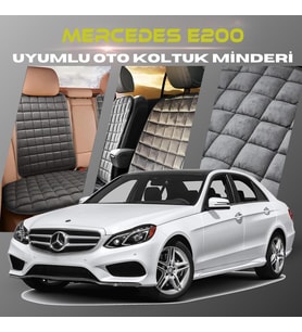 Mercedes E200 Antrasit Renk Tay Tüyü Cepli & Terletmez Sırtlı Oto Koltuk Minder Seti - Koltuk Koruma Kılıfı (ÖN & ARKA TAM SET)