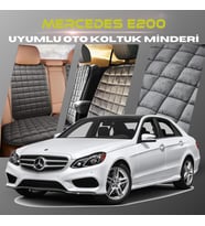 Mercedes E200 Antrasit Renk Tay Tüyü Cepli & Terletmez Sırtlı Oto Koltuk Minder Seti - Koltuk Koruma Kılıfı (ÖN & ARKA TAM SET)