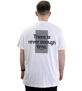 Mode XL Büyük Beden Baskılı Erkek T-Shirt Bisiklet Yaka TIME U24036 Beyaz